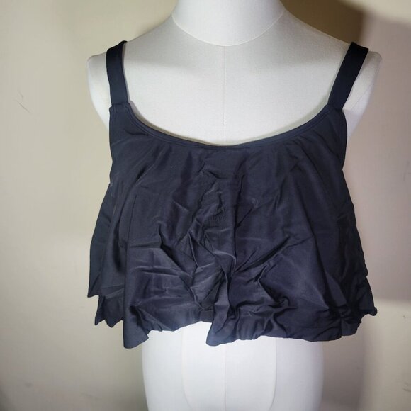 Shapermint Essentials Black Swim Ruffle Bikini Top Swimwear  #81007 Size 2XL - Picture 1 of 5